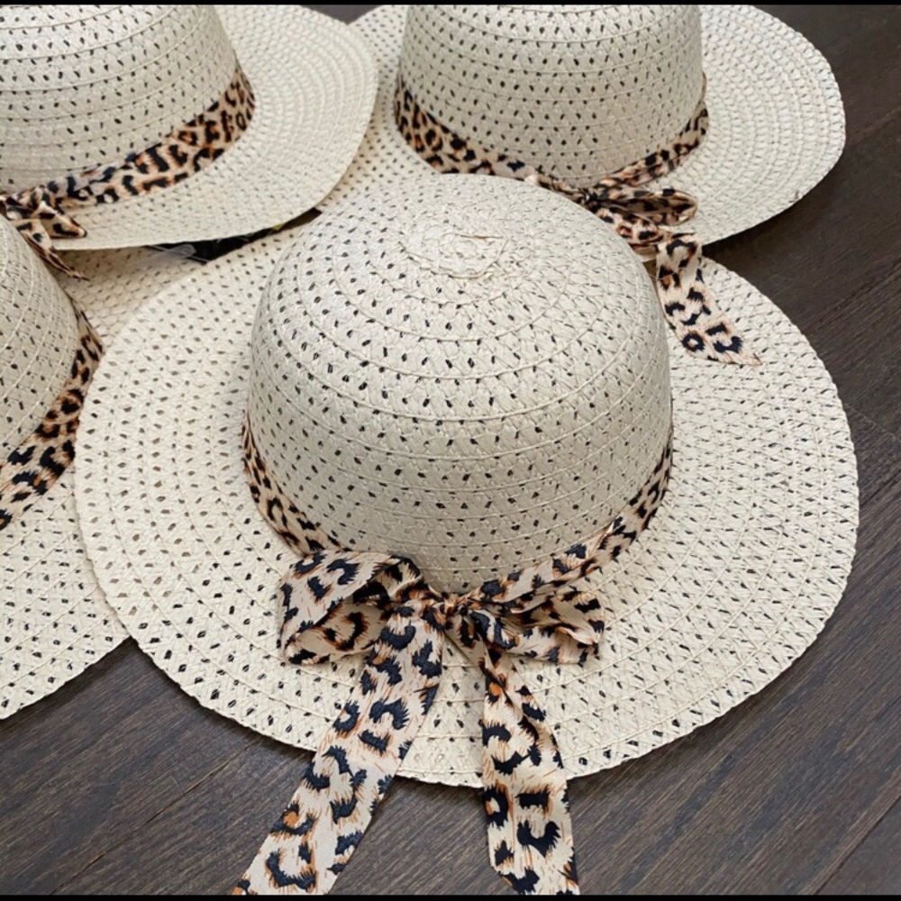 🌸Animal Print Ribboned Sun Hat☀️